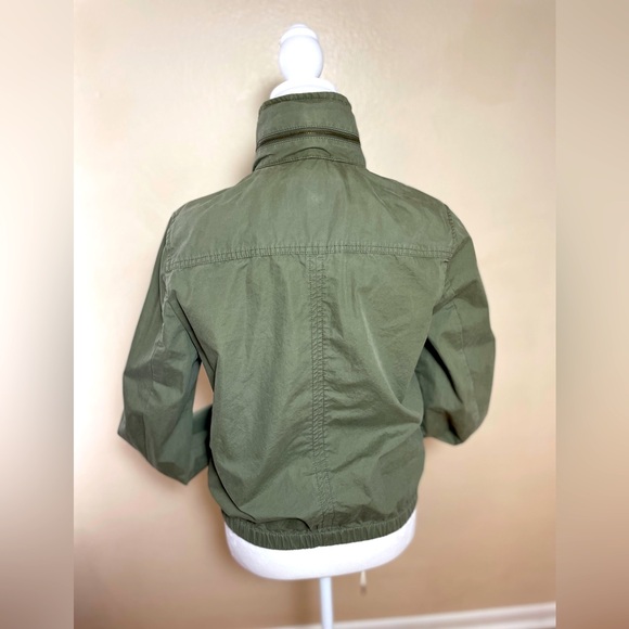 Banana Republic Bomber Jacket Womens sz S Olive Green Packable Hoodie Hipster - Picture 9 of 15
